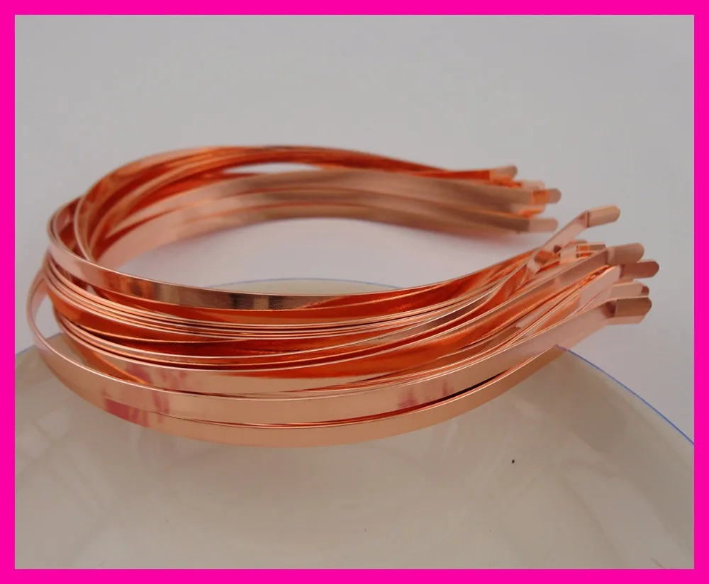 10PCS 5mm Rose Golden plain metal hair headbands with bent ends at