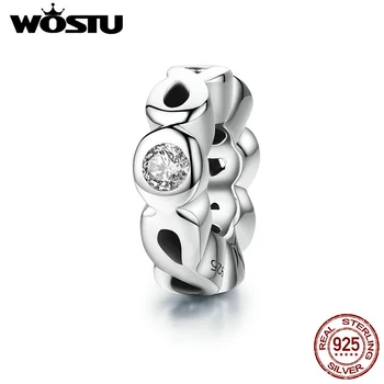 

WOSTU Real 925 Sterling Silver Infinity Love Spacer Charm Fit Original WOST Beads Bracelet Authentic Jewelry Gift BKC134