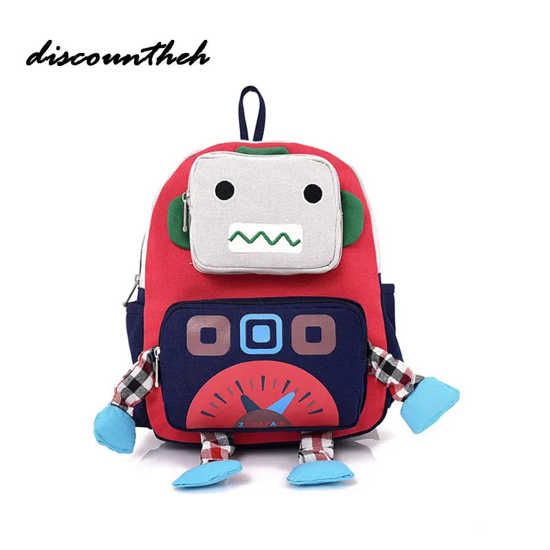 Casual Robot Children's Backpack Fashion 1 5 Grade Boys And Girls Backpack School Bag Canvas