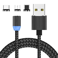 Оптом 3 в 1 Разъемы Магнитный Usb кабель 2.4A Магнитный Usb кабель для зарядки для Iphone XS и смартфона - Цвет: Черный