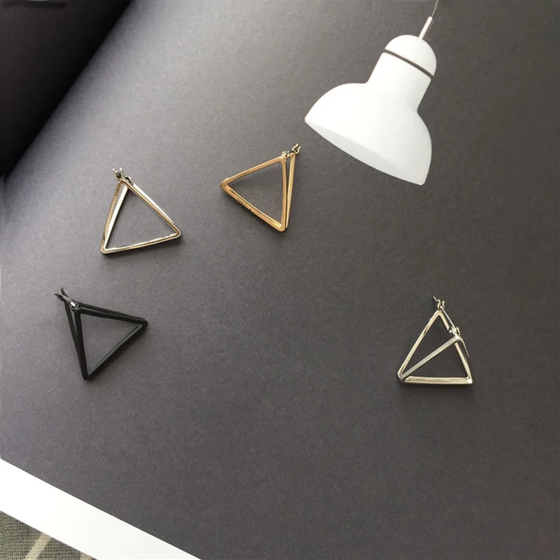 1 пара 3 цветов простые панк геометрические треугольные серьги-гвоздики модные ювелирные изделия подарок для девочек aros de plata 925 женщина brincos