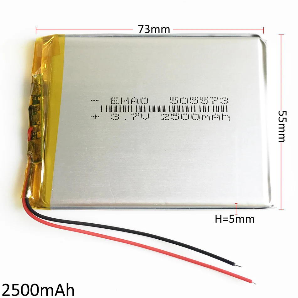 3.7V 2500mAh 505573 Lithium Polymer Battery Lipo Rechargeable battery