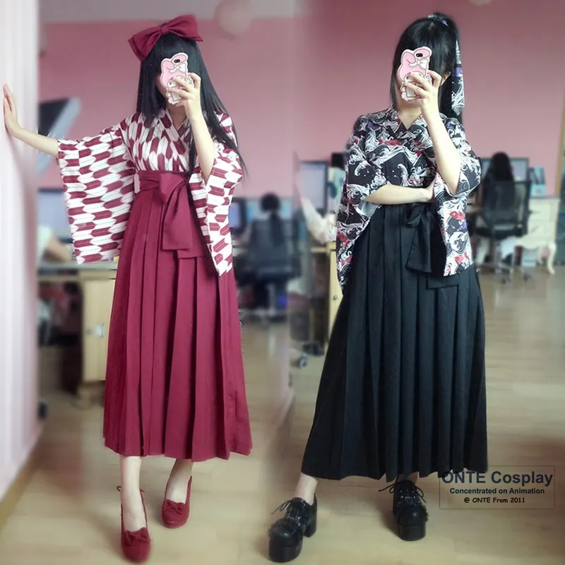 Fashion Japan Matsuri Women Half Sleeve Carp Haori Kimono Yukata Coat Tops Pleated Skirts