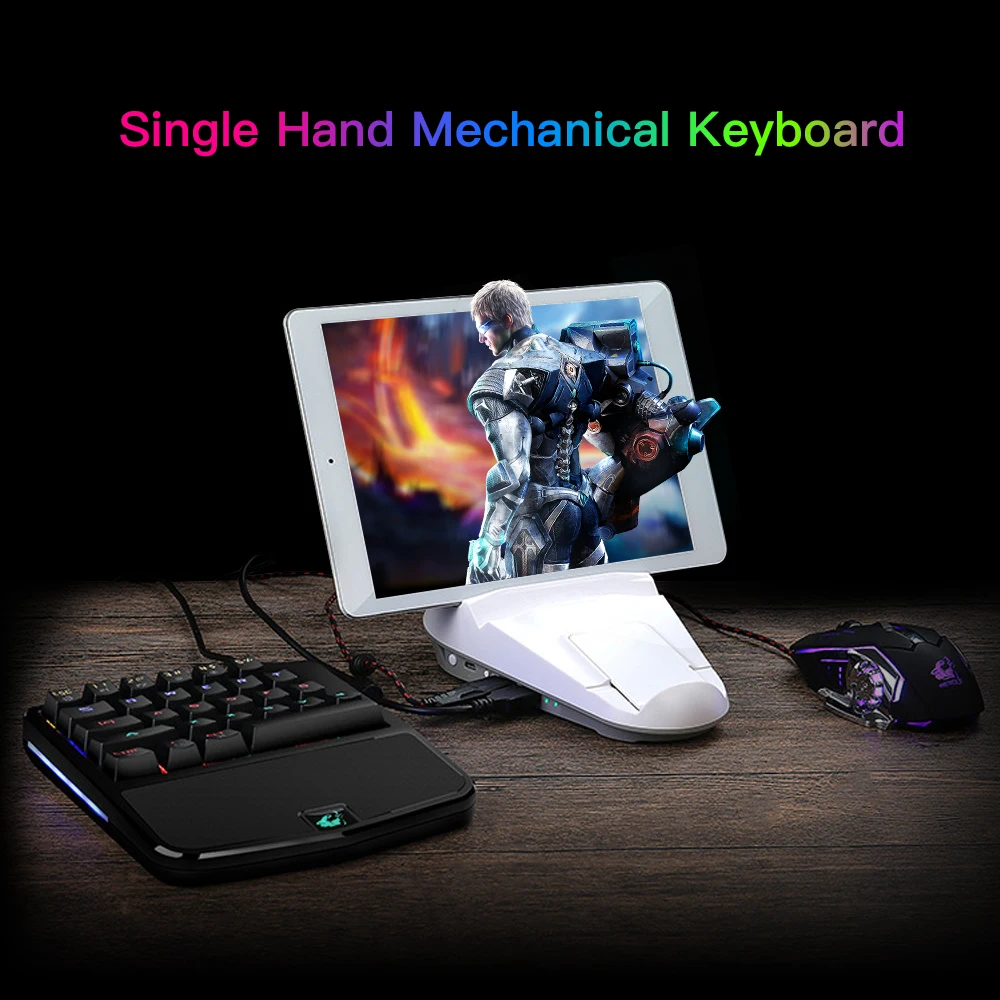 Механическая клавиатура с одной рукой, 28 клавиш с подсветкой, игровая клавиатура с одной рукой, эргономичный дизайн и кнопка против привидения