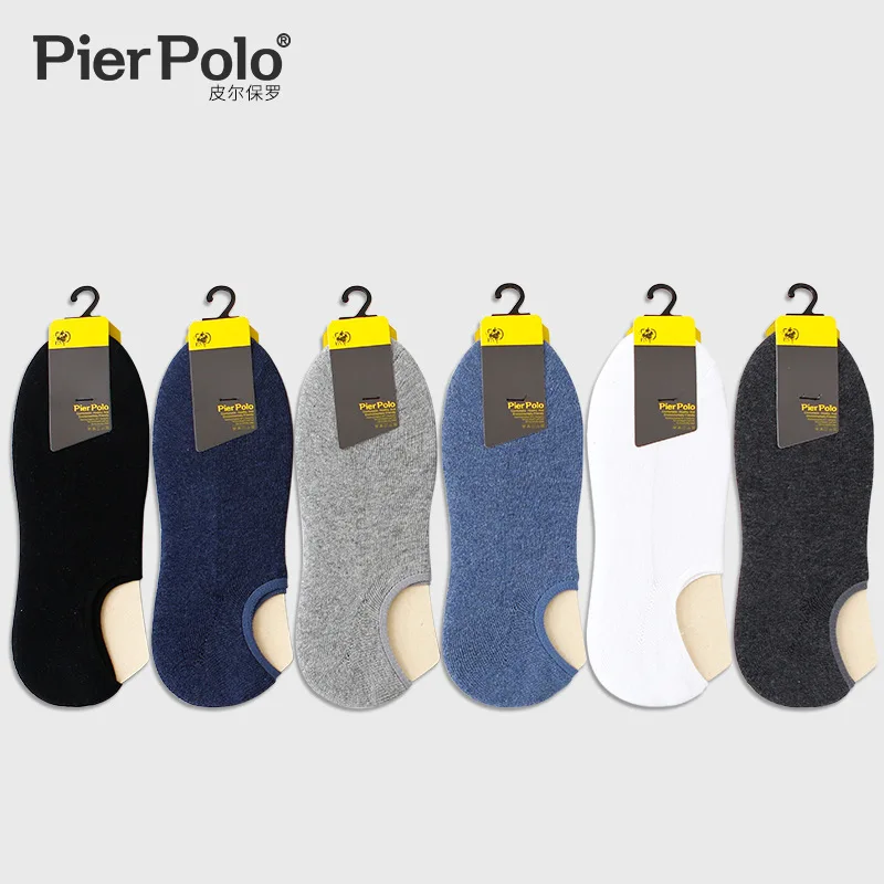 6 пар брендовые Pier Polo мелкая рот No Show невидимые Для мужчин's Носки в повседневном стиле чесаный хлопковые носки-тапочки; короткие мужские носки