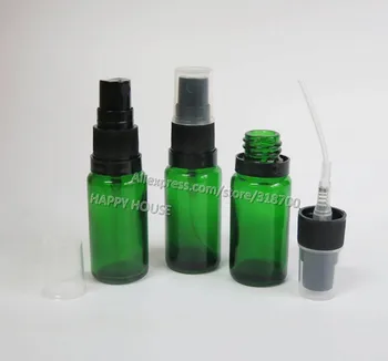 

500 x 15m Green Boston Round Glass Bottles with Tamper Evident Sprayer, 15cc Glass Bottle With Sprayer