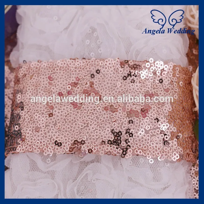 

NP002B New cheap custom made 6cm*15cm elegant fancy wedding decoration handmade rose gold sequin table napkin holder