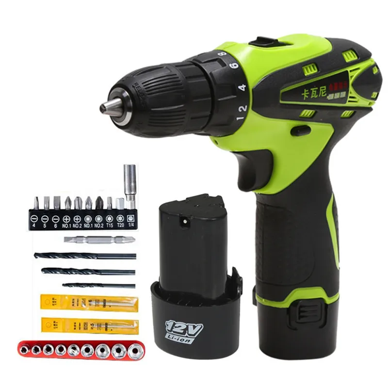 

12V Lithium Battery*2 Electric Screwdriver Rechargeable Parafusadeira Furadeira Cordless Electric Drill Accessories Power Tools