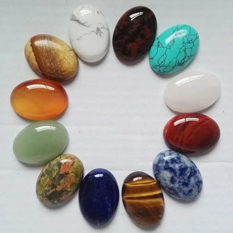 

Free shipping 12pcs/lot 25mmx18mm Mixed Natural stone Oval CAB CABOCHON teardrop Wholesale Powder/Tiger eye stone beads