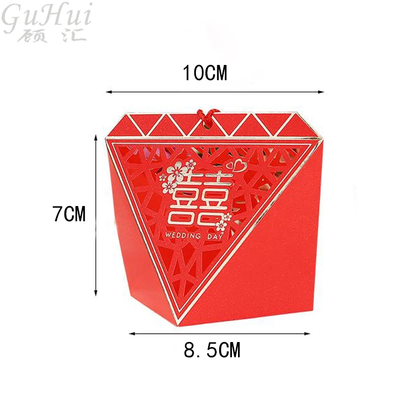 50 шт. в китайском стиле розовый и красный синий полый алмаз форма коробка конфет вечерние для вечеринки, свадьбы двойное счастье новый год