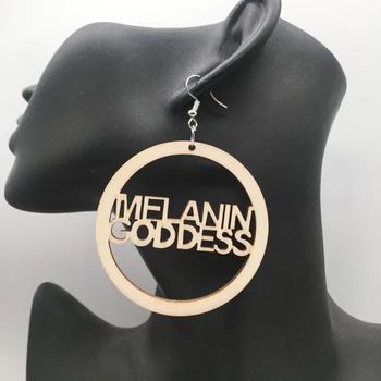 

Laser Cut Melanin Goddess Wooden Earrings