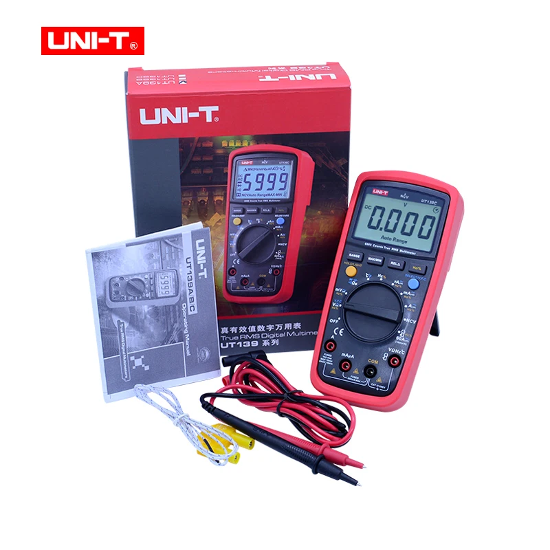 UNI-T Цифровой мультиметр UT139A UT139B UT139C True RMS метр Ручной тестер 6000 Счетчик Вольтметр измеритель температуры - Цвет: UT139C