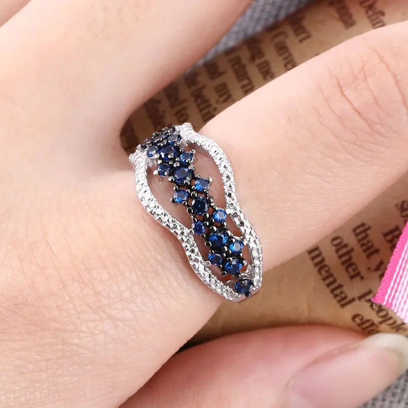 

White Fire Wave Finger Ring Women Vintage Black Gold Filled Wedding Rings Trendy Zircon Jewelry Birthday Gift