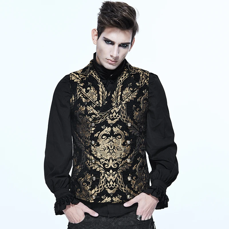 

Steampunk Gothic Embroidered Waistcoat Men's Vest Punk Sleeveless V Collar Vest Vintage Palace Style Fancy Patterns Waistcoats
