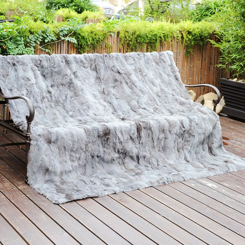 

CX-D-11N 200x150cm Real Rabbit Fur Blanket Floor Real Fur Rug Bedrooms Blankets Bed Home Rugs and Carpets