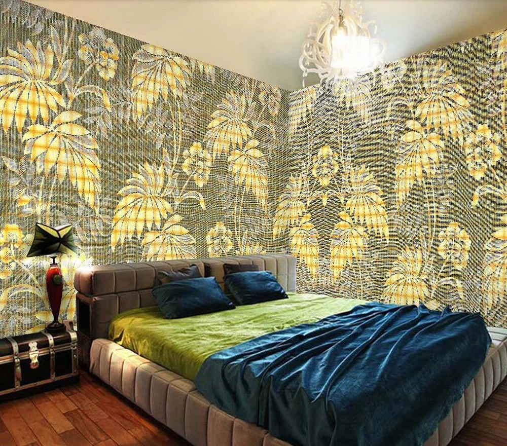 Декоративные обои сусальное золото фоне стены живопись