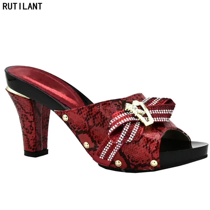 Italian Women Shoes with Stone High Heels Summer Women