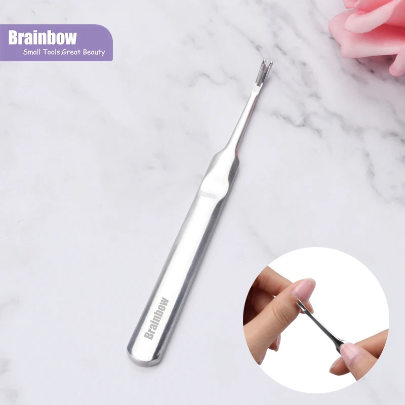 

Brainbow 1pc Cuticle Pusher Professional Stainless Steel Nail Cuticle Remover Callus Dead Skin Fork Nail Manicure Pedicure Tools