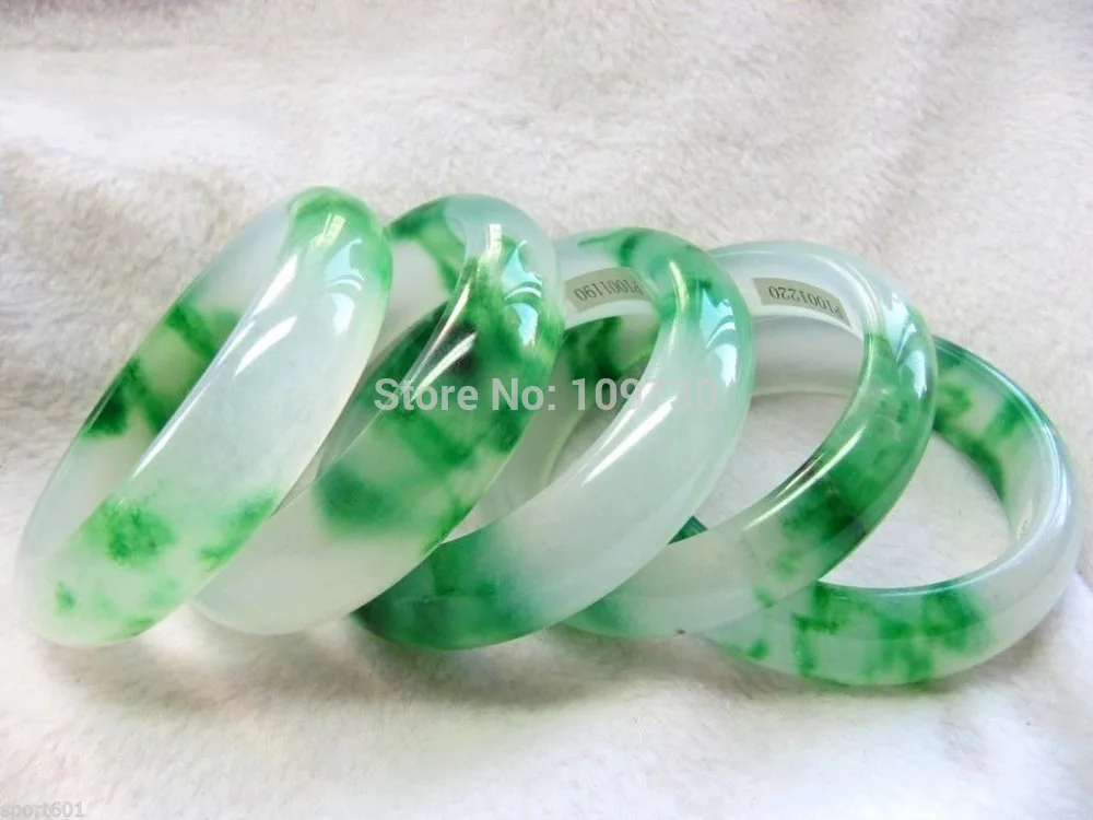 

001530 WHOLESALE 5PCS CHINESEN GREEN DOT JADE(JADEITE) BANGLE / BRACELET
