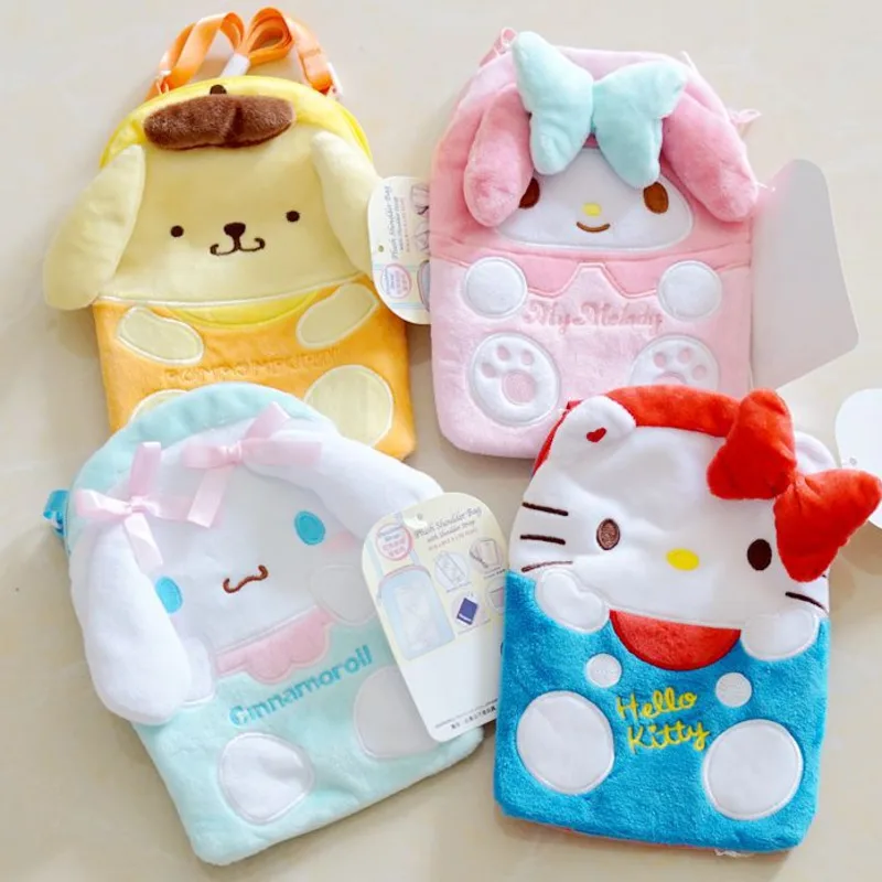 

Cartoon My Melody Cinnamoroll Pudding Dog Plush Bags Cute Mobile Phone Package Shoulder bag mini backpack for girls Gifts