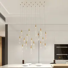 Gold Water drop Crystal Creative Pendant Light European-style Luxury LED Lamps Moderm Glass Indoor Lighting Restaurant