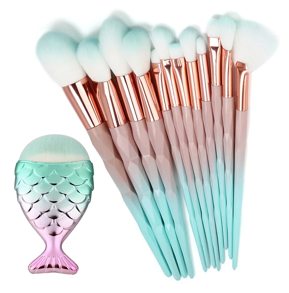 

13PCS Make Up Foundation Eyebrow Eyeliner Blush Cosmetic Concealer Brushes Makeup Brushes set Professional with case 8W10