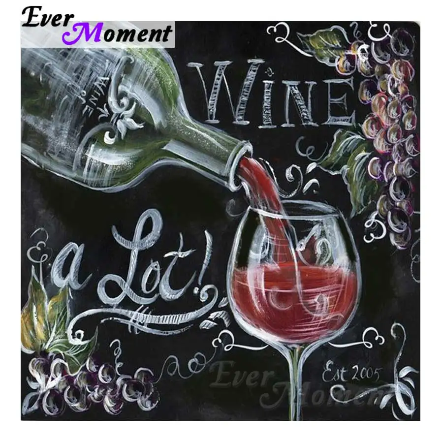 

Ever Moment Diamond Painting Blackboard Wine Full Square Resin Picture Mosaic Diamond Embroidery Needlework 5D DIY S2F522