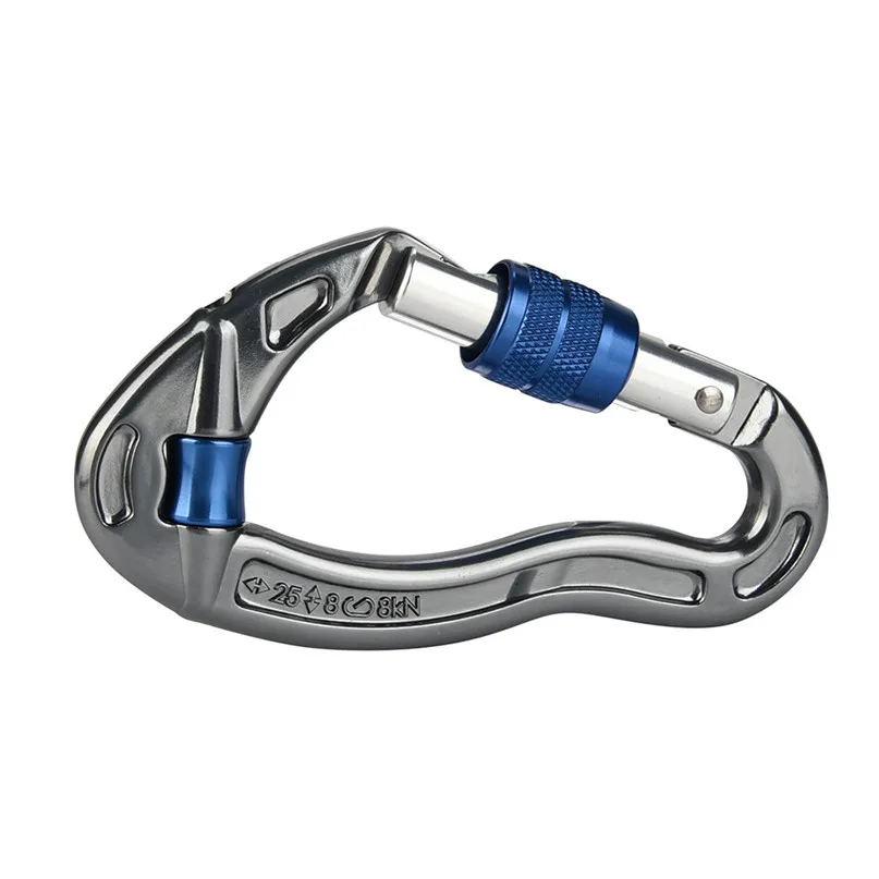 25KN Maximum tension Climbing Carabiner Outdoor Protection Screw Lock Rock Rappelling Tratical An-ti Wear Carabiner #3J#F (4)
