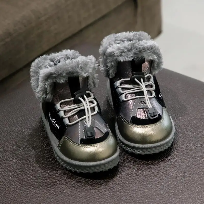 Children Shoes Kids Snow Boots Brand Winter Plush Bay Girls Snow Boot Warm Shoes Leather Toddler Boys Boots Fur