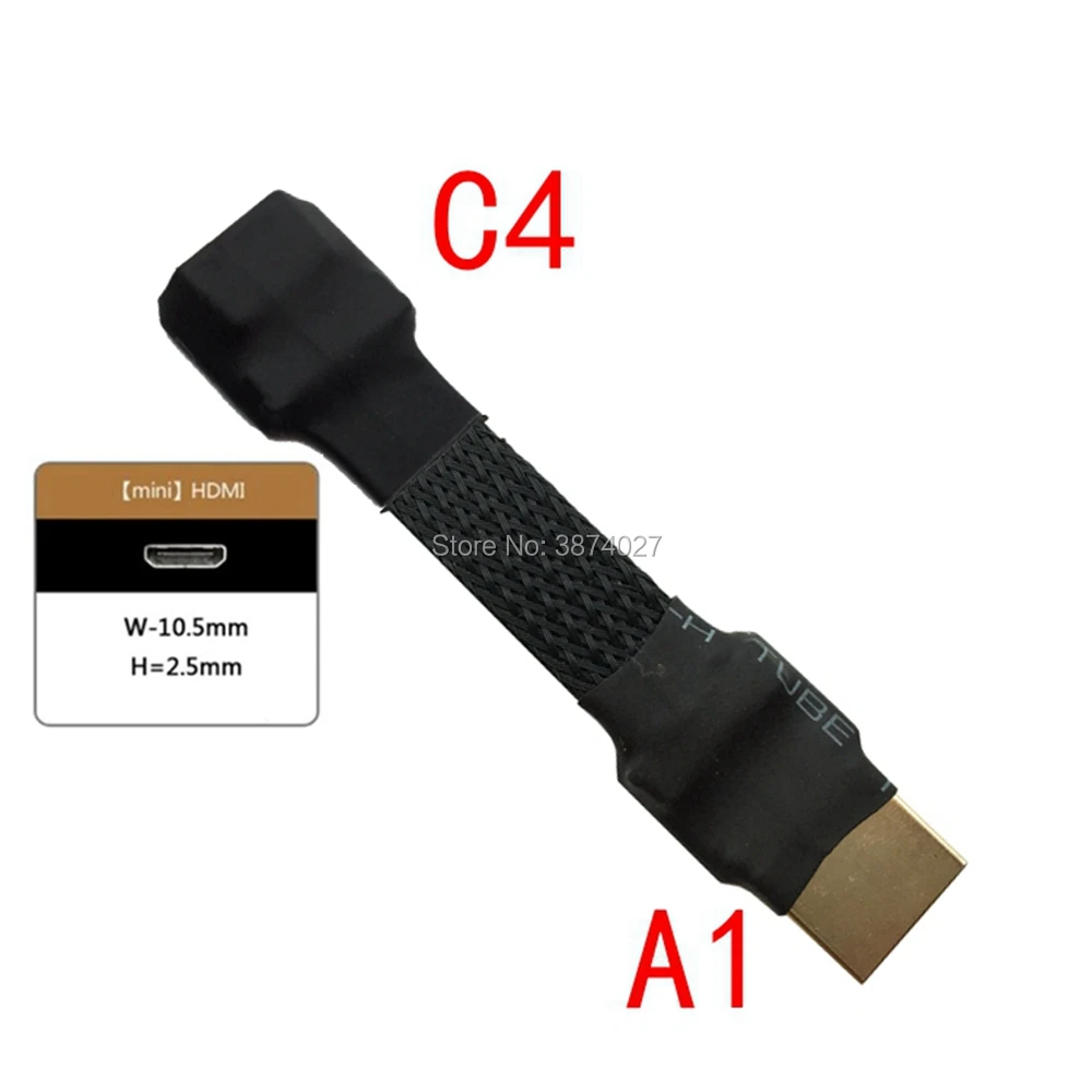 A1 HDMI Mini HDMI Micro HDMI 2,0 кабель конвертер угол 5/10/15/20/30/50/cm для PC AV HDTV lcd FPV FFC 3D