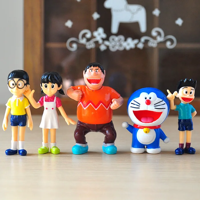5 шт./лот аниме мультфильм Kawaii Doraemon Nobita Nobi Minamoto Shizuka ПВХ Фигурки Коллекционная