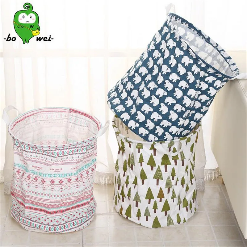 Japanese Folding Laundry Basket Home Cotton Linen Laundry Basket