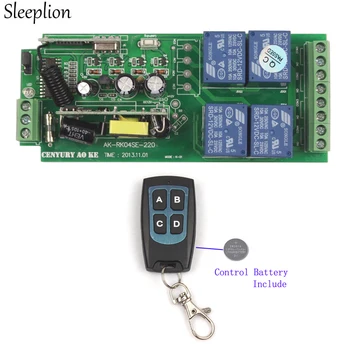 

Sleeplion 220V 4Ch Wireless RF Remote Control Switch 110V 85V-250V 4 Channel Relay Switch Receiver Security System Garage Door