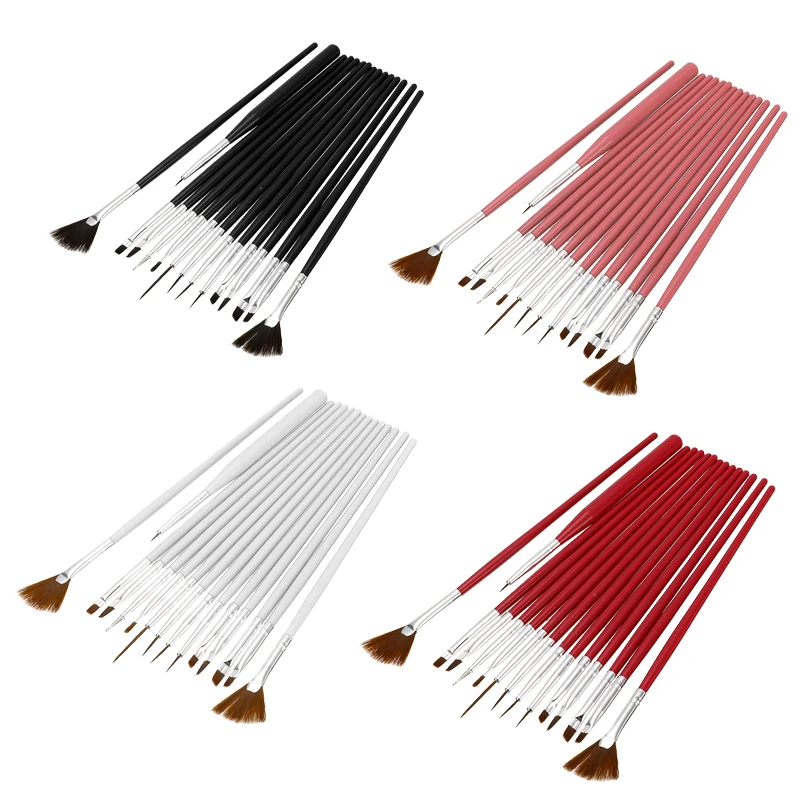 15 قطعة/المجموعة المهنية ألوان للوجه والجسم فرش النايلون الشعر اللوحة مسمار فرشاة مجموعة البلاستيك مقبض الرسم فرش أدوات الرسم كيت