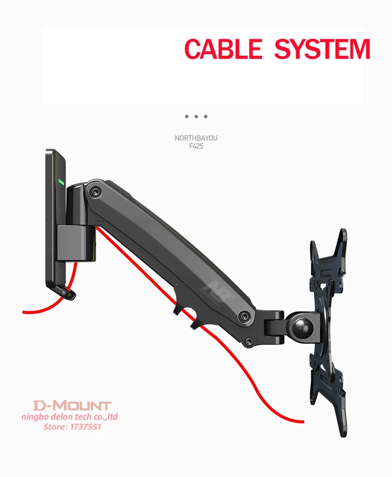 NB F425 27-4" газовая пружина большое настенное крепление для телевизора поворотный кронштейн для монитора алюминиевый кронштейн настенный Подвижный кронштейн 3-13 кг одна рука вверх