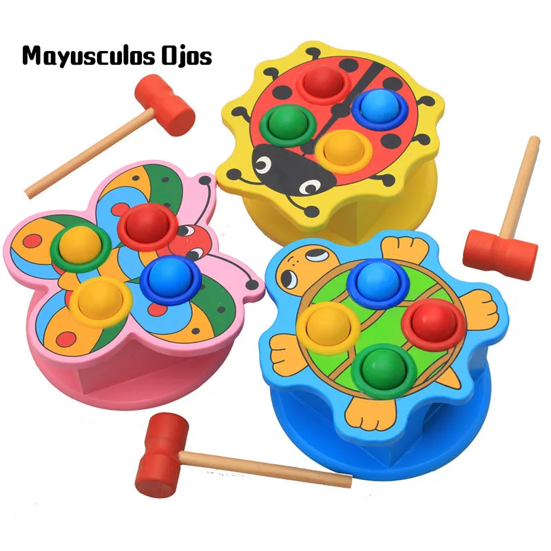 

ZH 1PC Animals Knock On Table Hands-on Ability To Beat Children's Early Learning Wooden Baby Playing Hamster Educational Toys