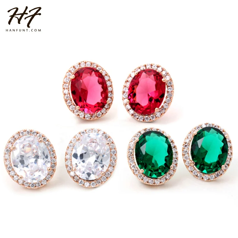 

Top Quality E766 Luxury Red Crystal Earrings Rose Gold Color Fashion Jewelry Made with Austrian Crystal HotSale