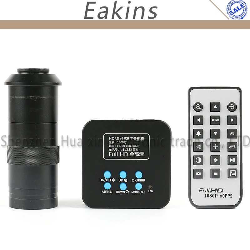

16.0MP Full HD 1080P 60Fps HDMI USB HD Output Industry Video Microscope Camera+Remote Control+100X C-mount Lens For Phone Repair