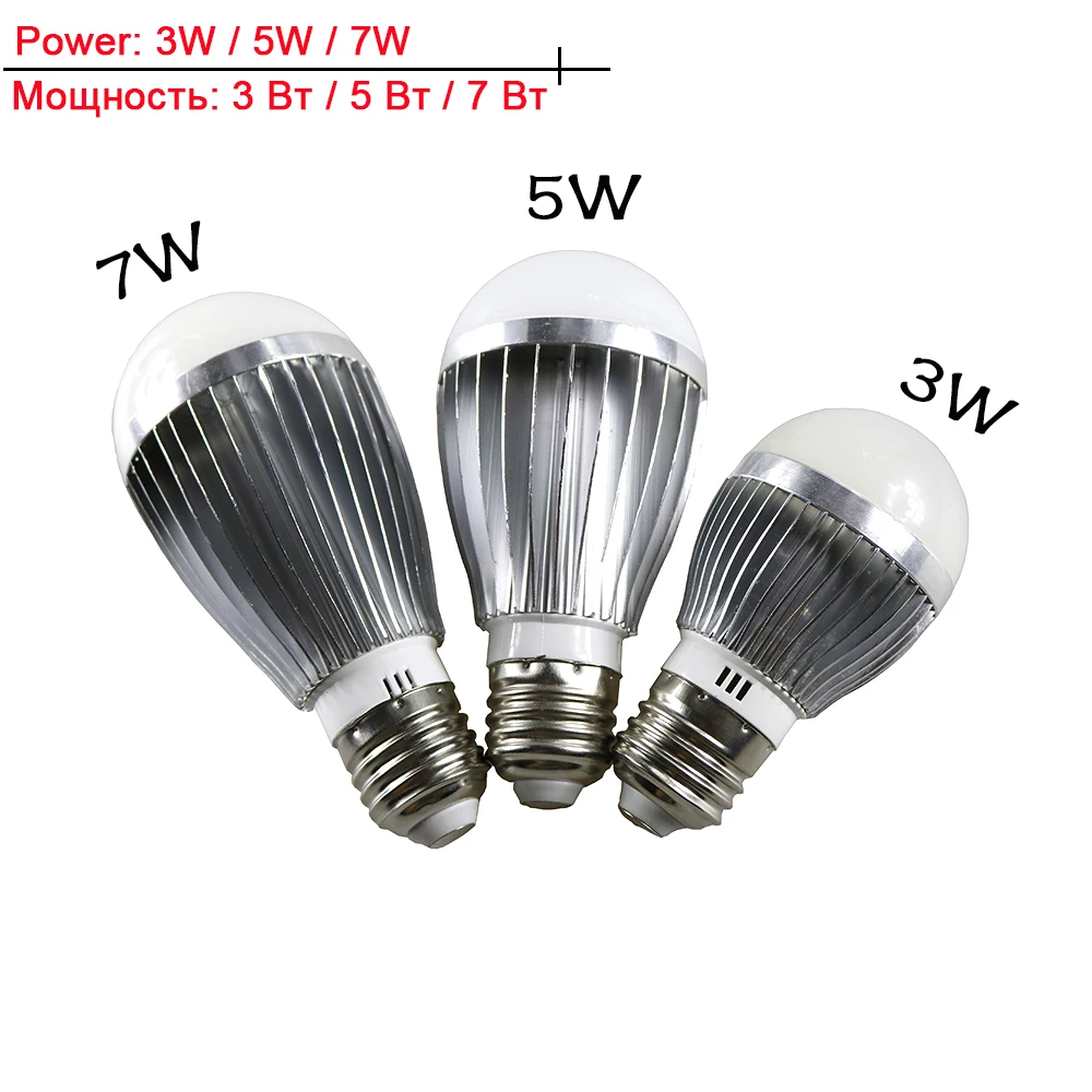 

E27 E14 B22 LED lamp bulb IC 3w 5w 7w 220V 110V LED Lights Led Bulb bulb light SMD5730 Silver aluminum for home lighting 1PCS