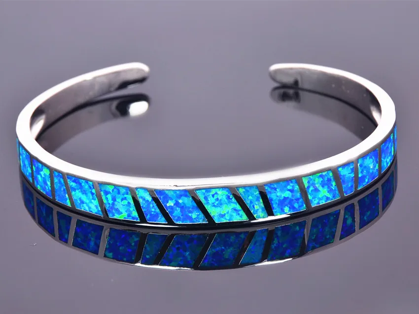 

Wholesale & Retail Fashion Fine Blue Fire Opal Bangles 925 Sterling Sliver Jewelry For Women _DSC305