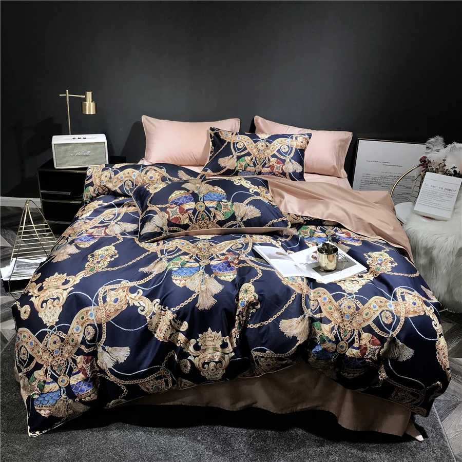 

Medusa 600TC egptian cotton digital jewelry luxury bed linen set king queen size bedding set