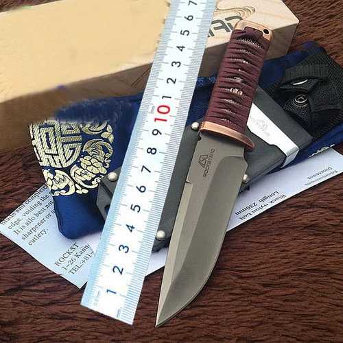 Vellance качественный GI фиксированный нож 7Cr17Mov лезвие бронза+ веревочная ручка тактические походные ножи утилита для выживания на открытом воздухе EDC нож инструмент