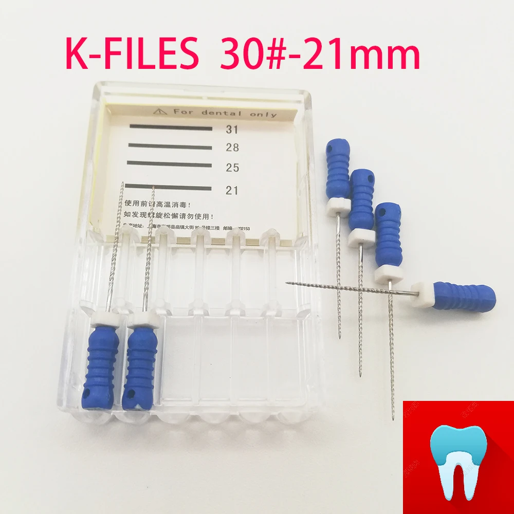 6 шт./упак.#30-21 мм стоматологические K файлы корневой канал стоматология Эндодонтические Инструменты Стоматологические Инструменты ручное использование из нержавеющей стали