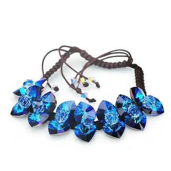 

USTYLE Drawstring Haiyangzhixin Austrian Crystal Bracelet female Korean Multi-Layer 925 Sterling Silver Jewelry YB0003