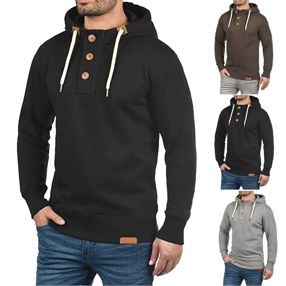 

Fashion Trip Men Hooded Pullover Hoodie Sweater with Buttons Sweatshirt Coat 10.22