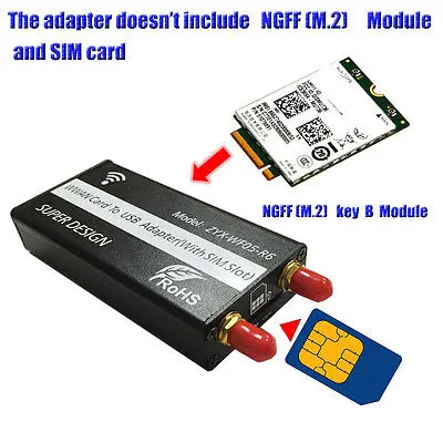 

NGFF(M.2) to USB Adapter With SIM card Slot for WWAN/LTE/4G Module