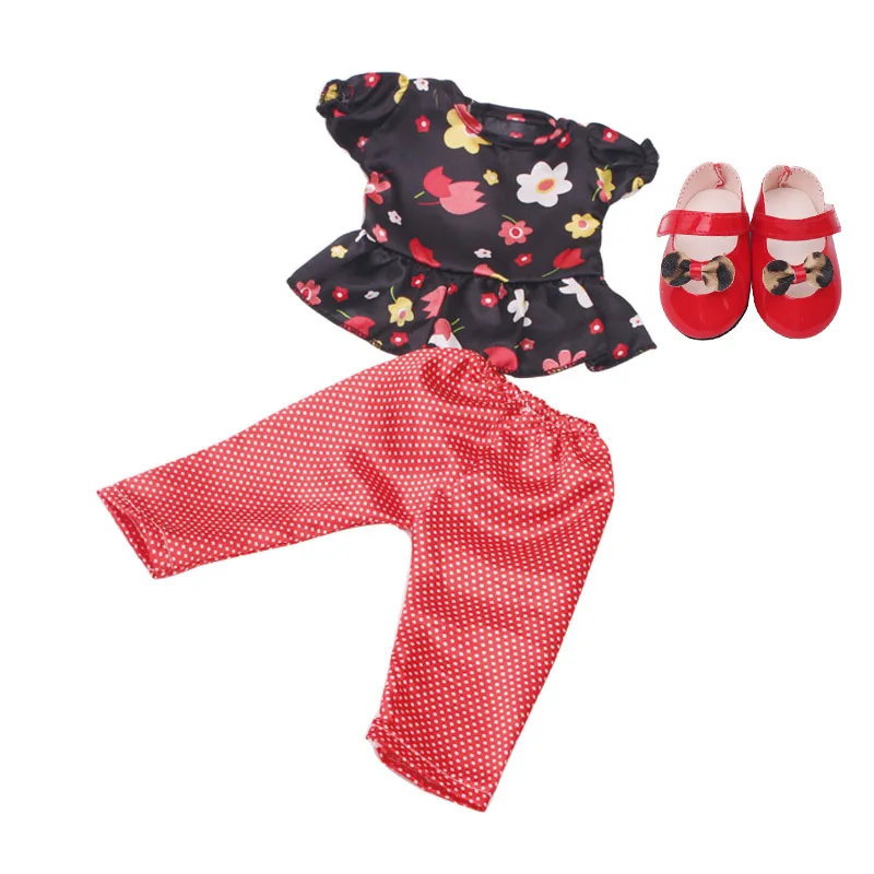 18 дюймовая кукольная одежда для девочек, спортивная одежда, смокинг, повседневный костюм с обувью, американский купальник для новорожденных, детские игрушки, размер 43 см, детские куклы c35 - Цвет: Red