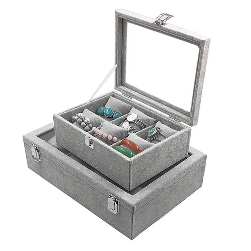 

Top selling 6 Grids/12 Grids Pillow Ice Velvet Jewelry Box Bracelet Necklace Bracelet Watch Box Jewelry Storage Display Props