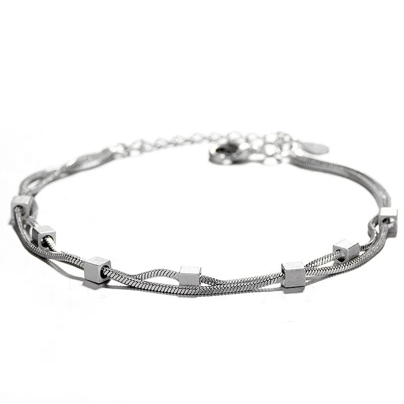 

Trend of the silver bracelet Three-dimensional square Drawing double contracted act the role ofing is tasted