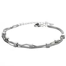 Trend of the silver bracelet Three-dimensional square Drawing double contracted act the role ofing is tasted the drawing of the three